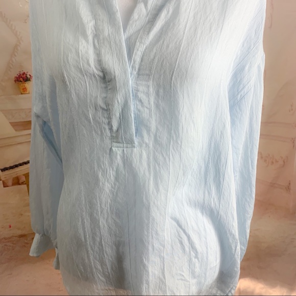 VINCE Drapey Stripe Pullover in Powder Blue - Picture 6 of 15